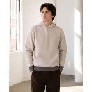 Knickerbocker Mens Pullover Hoodie Beige Tan 100% Cotton Made in Portugal Small